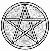 Pagan Wiccan Printable Nirvana Pentagram Pentacle Zentangle Witch Colouring Designlooter sketch template
