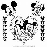Mickey Minnie Mouse Coloring Baby Pages Drawing Disney Printable Face Color Clipart Easy Silhouette Kissing Kids Clip Outline Colouring Kiss sketch template