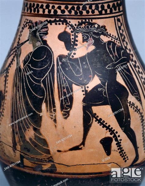 Attic Jar Depicting An Orgy Or Dionysiac Scene Black Figure Pottery