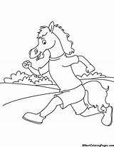Horse Coloring Racing sketch template