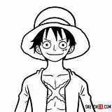 Luffy Piece Draw Monkey Face Drawing Anime Easy Drawings Step Sketchok Paintingvalley sketch template