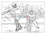 Cricket Colouring Match Village Activity Explore sketch template