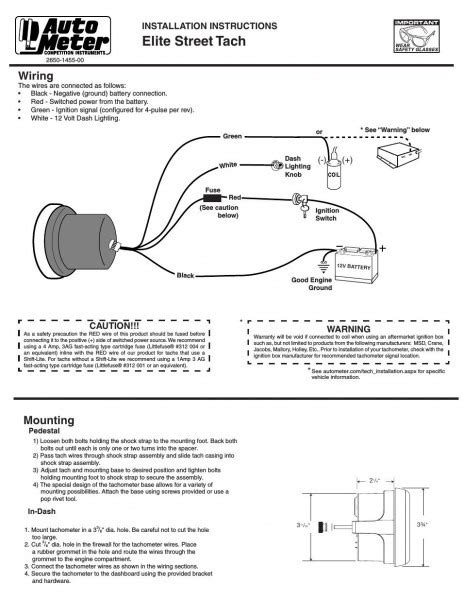auto meter tach wiring car wiring diagram