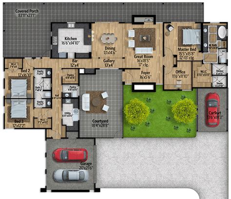 mid century modern house plan  courtyard ly architectural designs house plans