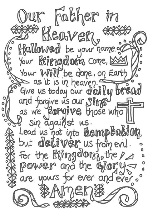 click  lords prayer doodle coloring pages  view printable