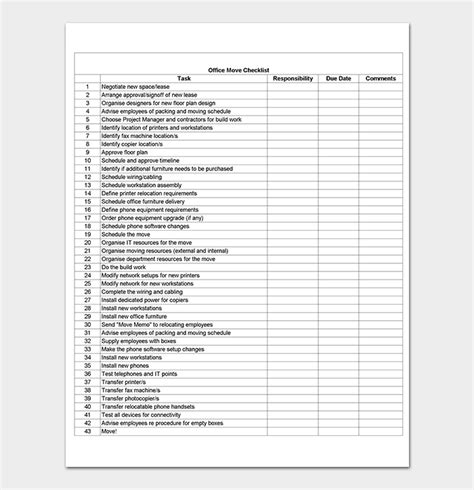 printable moving checklist printable template printable