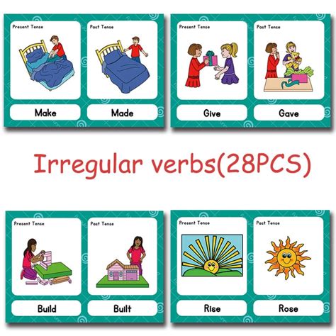 irregular verbs montessori english word pocket flash card game puzzle
