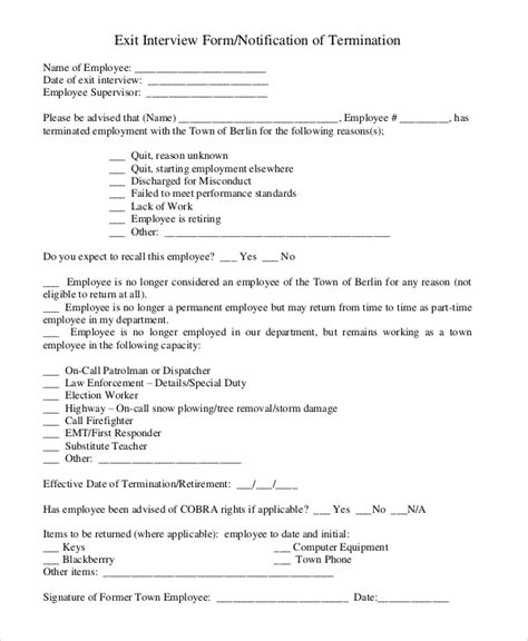 sample exit interview forms   ms word