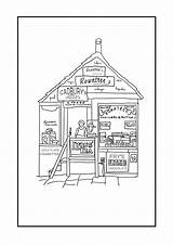 Storefront Coloring Downloadable sketch template