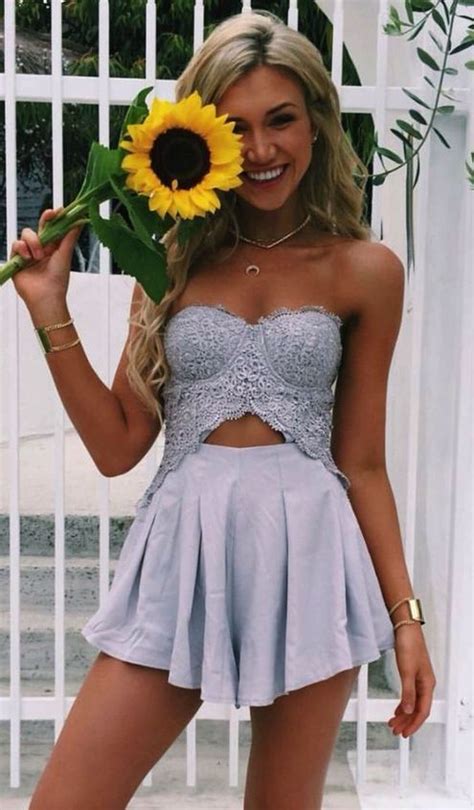 Lace Bustier High Waisted Shorts Pretty Summer Outfit