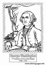 Coloring Washington George President Presidents Pages Printable American Color sketch template