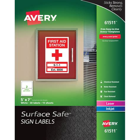 avery removable label safety signs  printable pk
