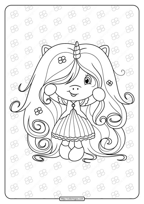 unicorn anime girl coloring coloring pages