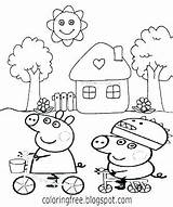 Peppa Pig Coloring Pages Easter Getcolorings Getdrawings sketch template