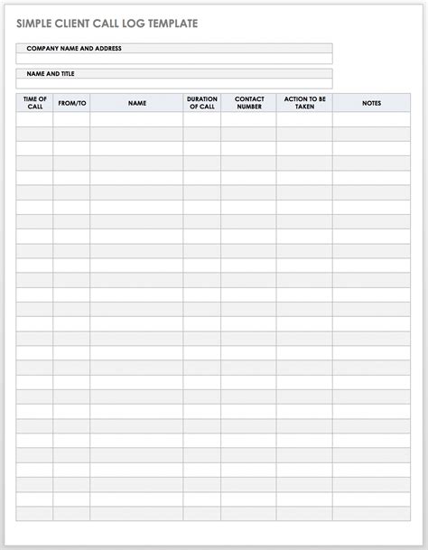 call log templates sample word excel templates