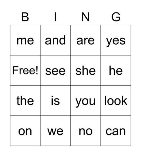 list bingo card