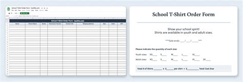 shirt order form template google docs