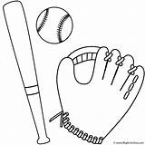 Baseball Coloring Bat Glove Ball Sports Outline Clipart Pages Printable Softball Mitt Clip Kids Drawing Print Cartoon Template Father Bats sketch template