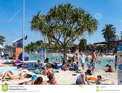 swimmers  sunbathers  streets beach   parklands   south bank  brisbane