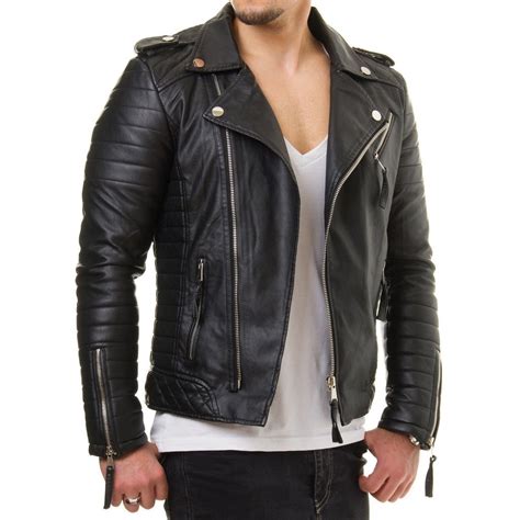 mens biker leather jacket men fashion black leather jacket men