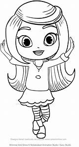Shimmer Shine Coloring Leah Pages Print Getdrawings sketch template