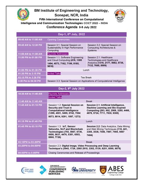 conference schedule ccict  india