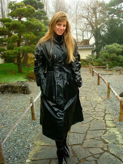 black pvc hooded raincoat regenmantel lederbekleidung und jacken frauen