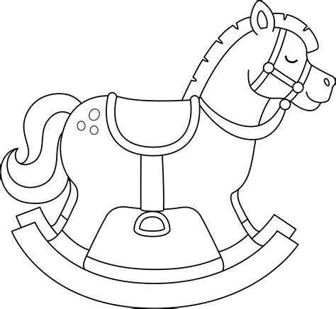 christmas rocking horse isolated coloring page  vector art