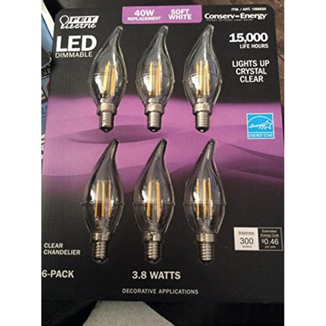 feit dimmable led clear chandelier soft white  pack  replacement  walmartcom