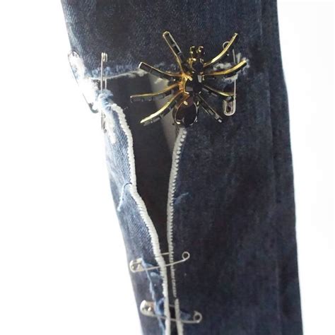 dolce and gabbana ripped grunge jeans with rhinestone brooches s for sale at 1stdibs