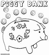 Coloring Bank Piggy Pages Print Sketch Clipart Template Piggybank Coins Library Popular sketch template