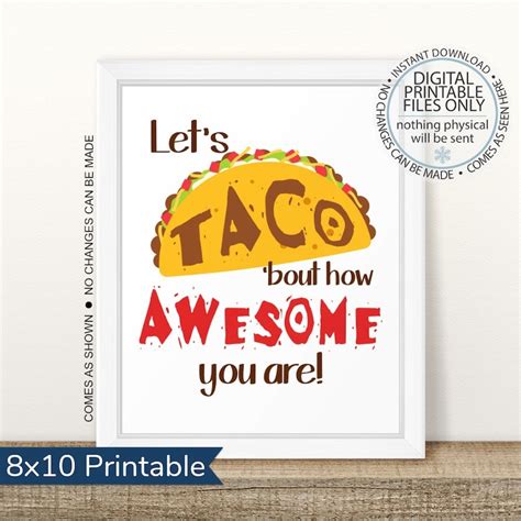 lets taco bout  awesome   printable taco etsy