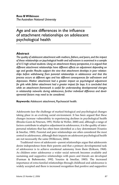 pdf age and sex differences in the influence of attachment