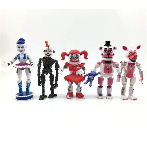 5pcs five nights at freddy s sister location action figures party toys