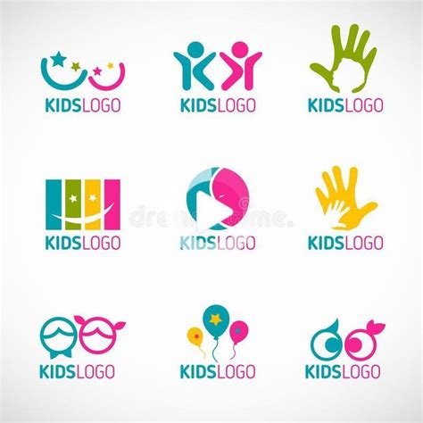 kids logo vector set design stock vector illustration  design happy  vector logo