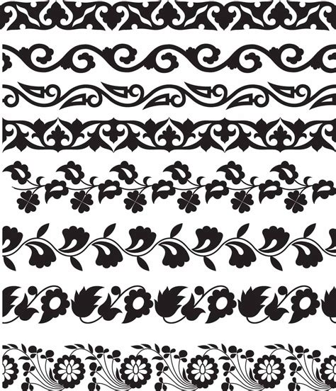 floral seamless borders set vector