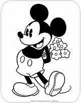 Mickey Coloring Classic Mouse Pages Disneyclips Flowers Bouquet Pdf Funstuff sketch template