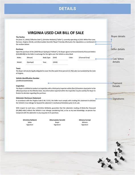 virginia vehicle bill  sale form template google docs word  templatenet