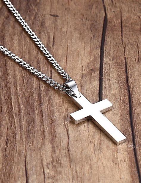 hifashion stainless steel cross pendant chain necklace  men women