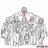 Avengers Team Step Draw Sketchok Superheroes sketch template