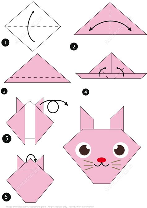 origami rabbit face step  step instructions