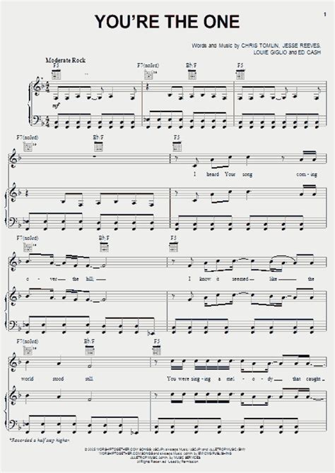 You Re The One Piano Sheet Music Onlinepianist
