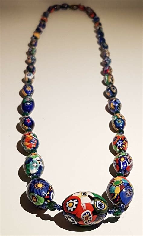 Millefiori Murano Glass Bead Necklace Guwqdy