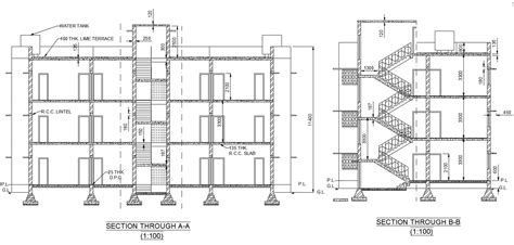 residential building section drawing   cadbull