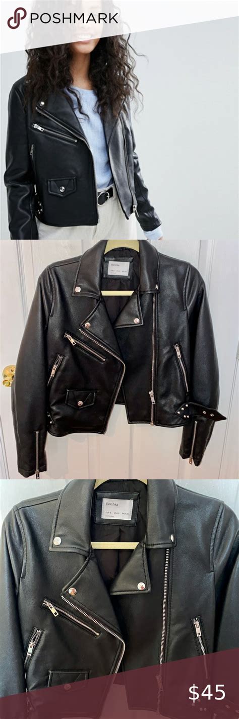 bershka leather jacket leather jacket faux shearling coat faux leather biker jacket