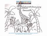 Coloring Creation Pages God Story Bible Printable Animals Made Created Children Preschool Characters Kids Cullensabcs Earth Genesis Verse Color Weve sketch template