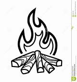 Campfire Clipart Vector Drawing Fire Icon Firewood Line Clip Background Tattoo Camp Outline Stencils Stencil Transparent Wood Campfires Camping Stock sketch template