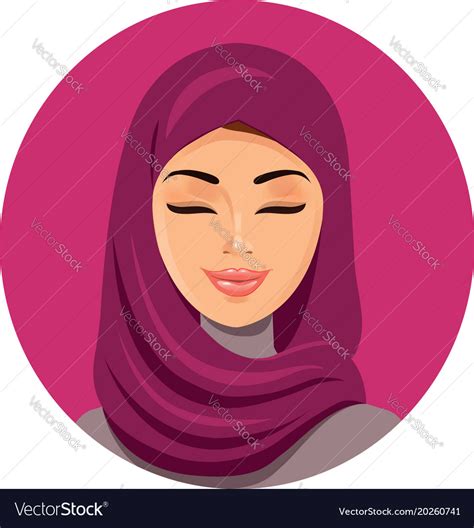 Beautiful Muslim Arab Woman In Hijab Closing Vector Image