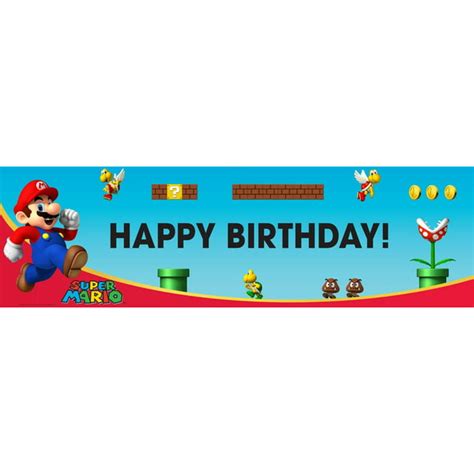 Super Mario Bros 18 X 61 Birthday Banner