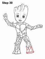 Groot Baby Marvel Draw Drawing Body Coloring Pencil Galaxy Guardians Comics Deadpool Line Pages Step Getdrawings Easydrawingtutorials Search Use Big sketch template